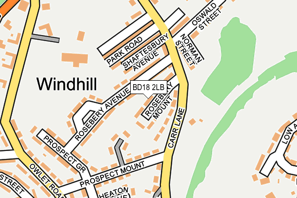 BD18 2LB map - OS OpenMap – Local (Ordnance Survey)