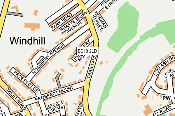 BD18 2LD map - OS OpenMap – Local (Ordnance Survey)