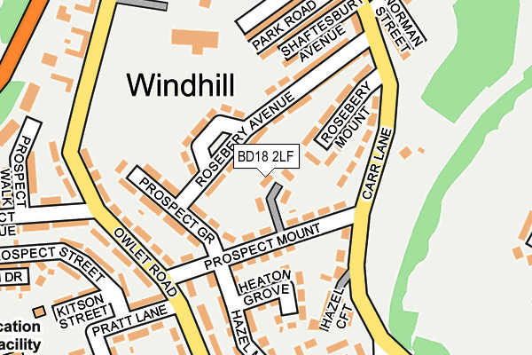 BD18 2LF map - OS OpenMap – Local (Ordnance Survey)
