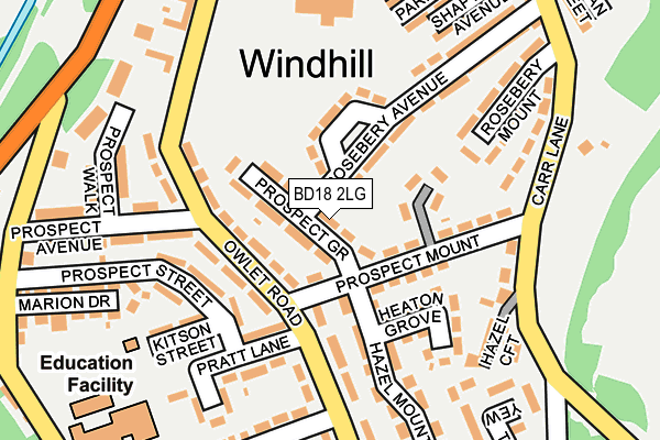 BD18 2LG map - OS OpenMap – Local (Ordnance Survey)