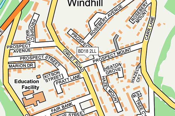 BD18 2LL map - OS OpenMap – Local (Ordnance Survey)