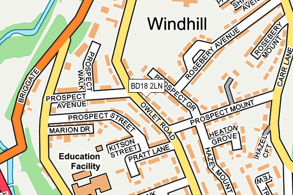 BD18 2LN map - OS OpenMap – Local (Ordnance Survey)