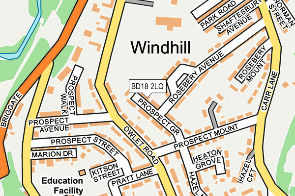 BD18 2LQ map - OS OpenMap – Local (Ordnance Survey)