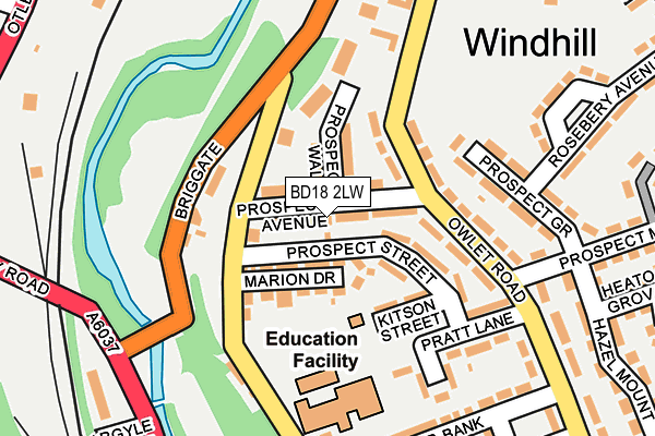 BD18 2LW map - OS OpenMap – Local (Ordnance Survey)