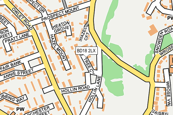 BD18 2LX map - OS OpenMap – Local (Ordnance Survey)