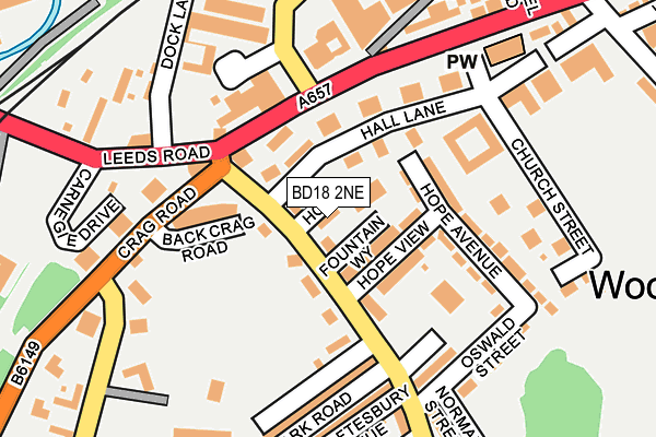 BD18 2NE map - OS OpenMap – Local (Ordnance Survey)