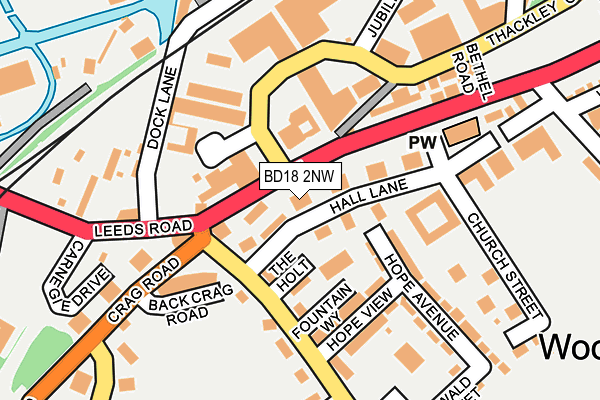BD18 2NW map - OS OpenMap – Local (Ordnance Survey)