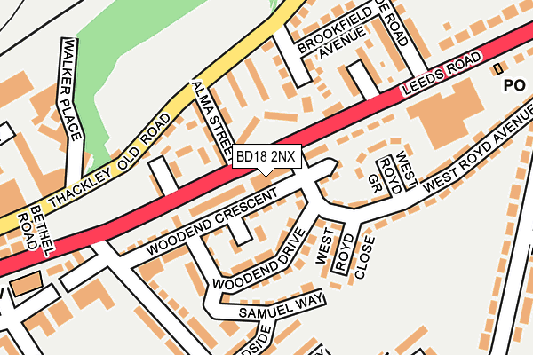 BD18 2NX map - OS OpenMap – Local (Ordnance Survey)