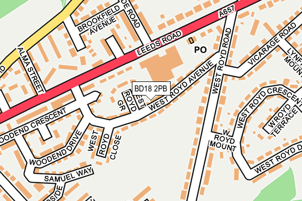 BD18 2PB map - OS OpenMap – Local (Ordnance Survey)