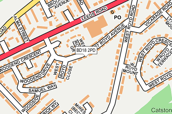 BD18 2PD map - OS OpenMap – Local (Ordnance Survey)