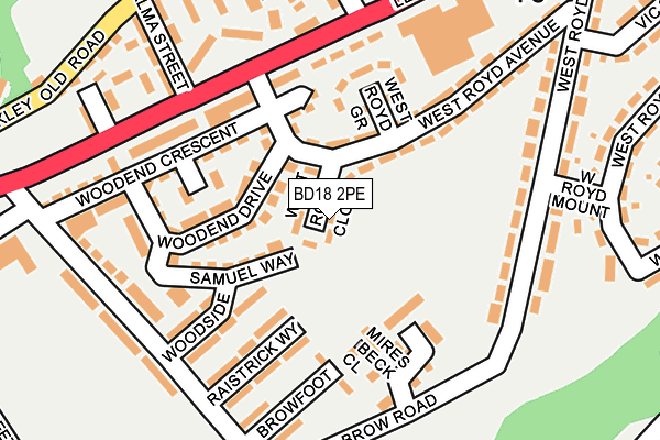 BD18 2PE map - OS OpenMap – Local (Ordnance Survey)