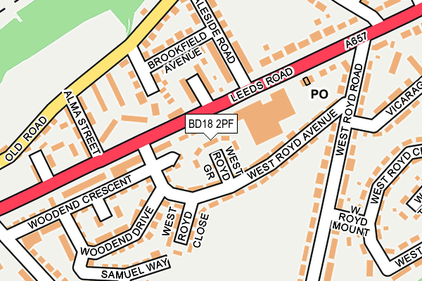 BD18 2PF map - OS OpenMap – Local (Ordnance Survey)
