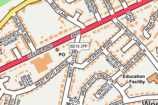 BD18 2PP map - OS OpenMap – Local (Ordnance Survey)