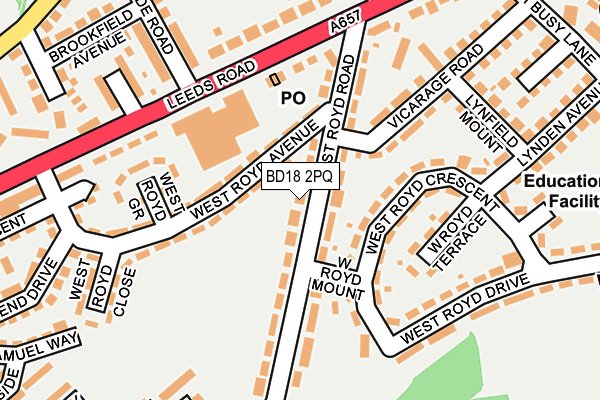 BD18 2PQ map - OS OpenMap – Local (Ordnance Survey)