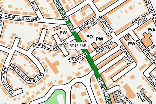 BD18 3AE map - OS OpenMap – Local (Ordnance Survey)