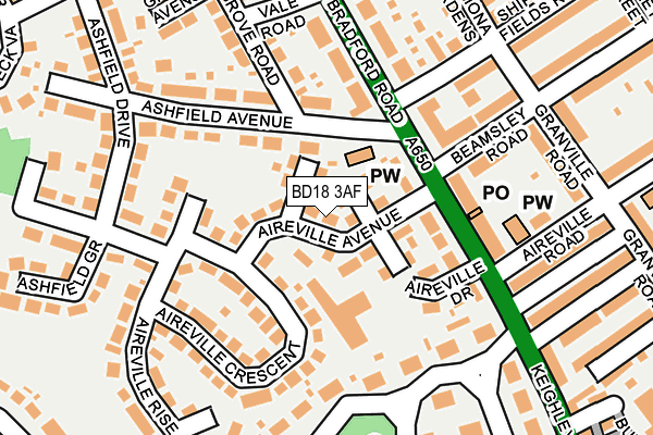 BD18 3AF map - OS OpenMap – Local (Ordnance Survey)