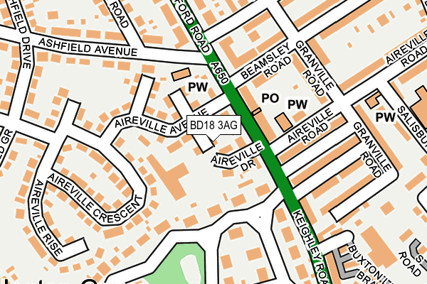 BD18 3AG map - OS OpenMap – Local (Ordnance Survey)