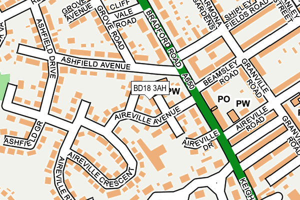 BD18 3AH map - OS OpenMap – Local (Ordnance Survey)