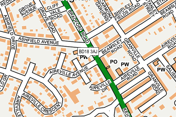 BD18 3AJ map - OS OpenMap – Local (Ordnance Survey)