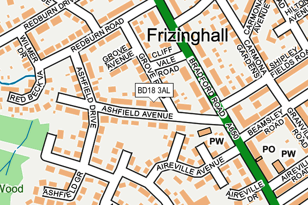 BD18 3AL map - OS OpenMap – Local (Ordnance Survey)