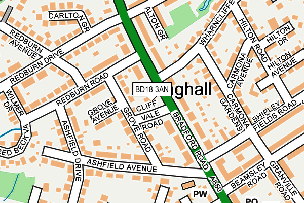 BD18 3AN map - OS OpenMap – Local (Ordnance Survey)