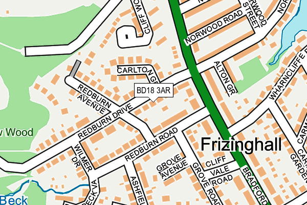 BD18 3AR map - OS OpenMap – Local (Ordnance Survey)