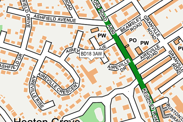 BD18 3AW map - OS OpenMap – Local (Ordnance Survey)
