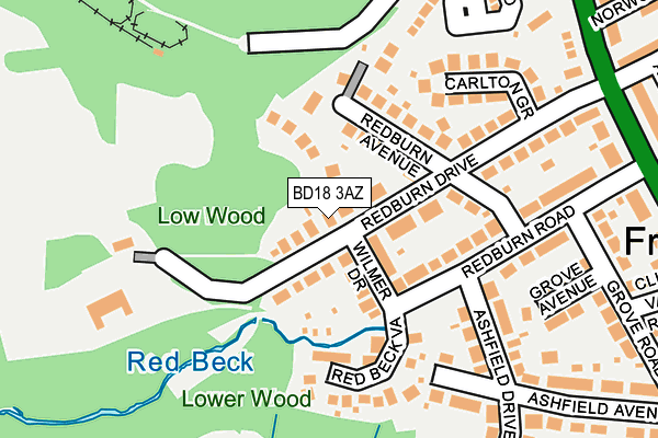 BD18 3AZ map - OS OpenMap – Local (Ordnance Survey)