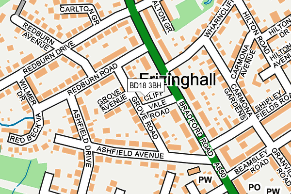 BD18 3BH map - OS OpenMap – Local (Ordnance Survey)