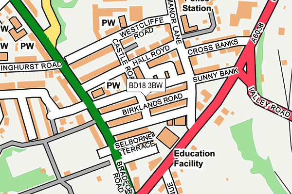 BD18 3BW map - OS OpenMap – Local (Ordnance Survey)
