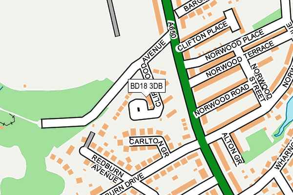 BD18 3DB map - OS OpenMap – Local (Ordnance Survey)
