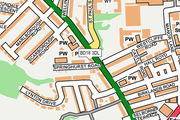 BD18 3DL map - OS OpenMap – Local (Ordnance Survey)
