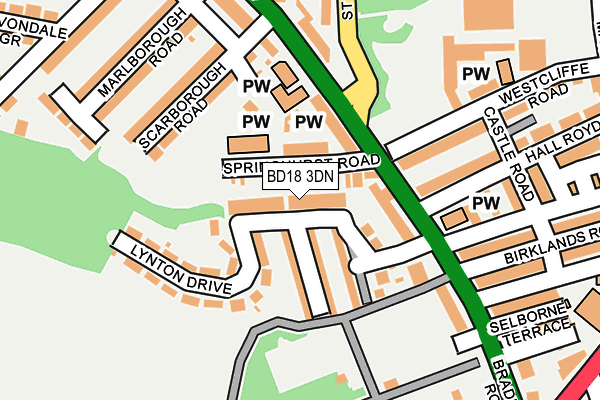 BD18 3DN map - OS OpenMap – Local (Ordnance Survey)