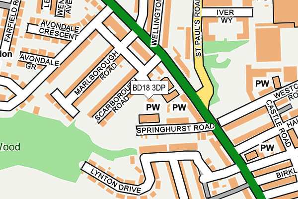 BD18 3DP map - OS OpenMap – Local (Ordnance Survey)