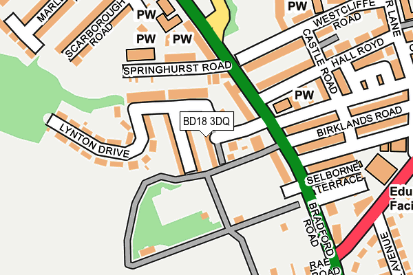 BD18 3DQ map - OS OpenMap – Local (Ordnance Survey)