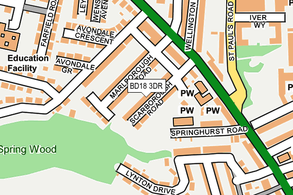 BD18 3DR map - OS OpenMap – Local (Ordnance Survey)