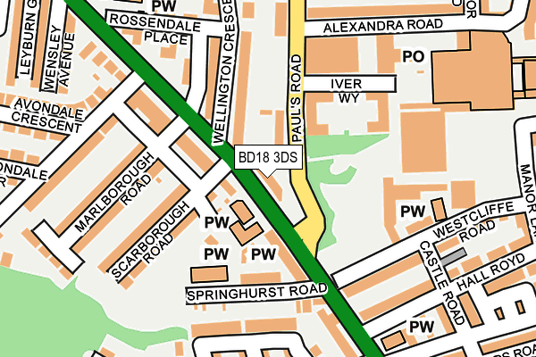 BD18 3DS map - OS OpenMap – Local (Ordnance Survey)