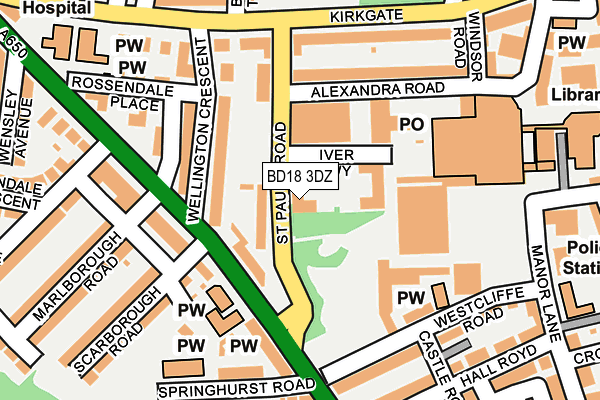 BD18 3DZ map - OS OpenMap – Local (Ordnance Survey)