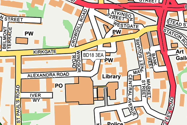 BD18 3EA map - OS OpenMap – Local (Ordnance Survey)