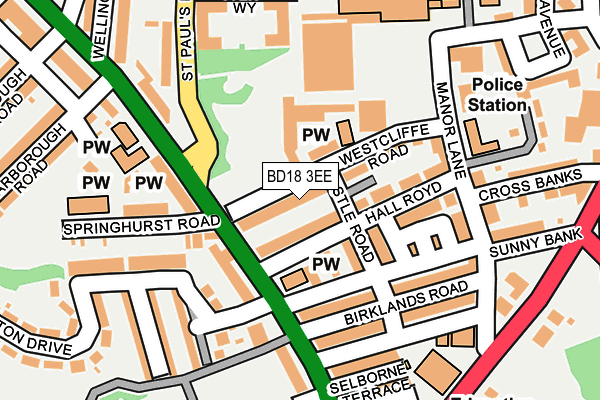 BD18 3EE map - OS OpenMap – Local (Ordnance Survey)