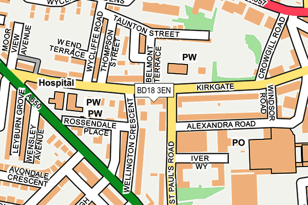 BD18 3EN map - OS OpenMap – Local (Ordnance Survey)