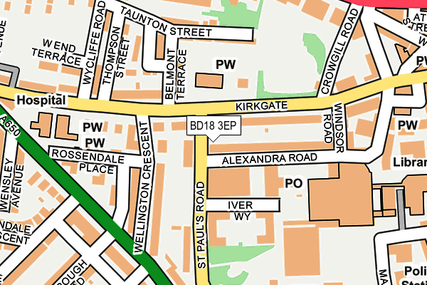 BD18 3EP map - OS OpenMap – Local (Ordnance Survey)