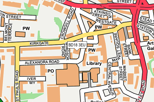 BD18 3EU map - OS OpenMap – Local (Ordnance Survey)