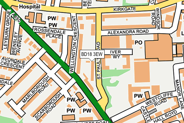 BD18 3EW map - OS OpenMap – Local (Ordnance Survey)