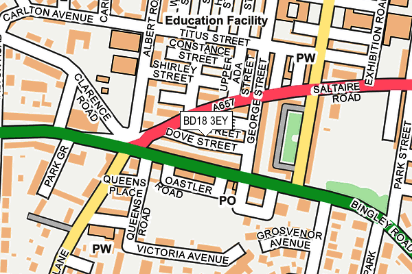 BD18 3EY map - OS OpenMap – Local (Ordnance Survey)