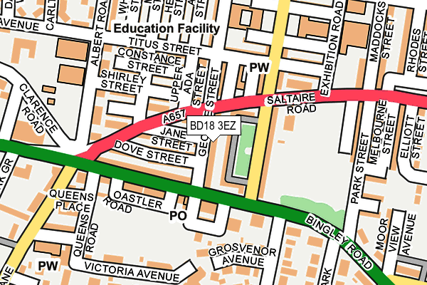 BD18 3EZ map - OS OpenMap – Local (Ordnance Survey)