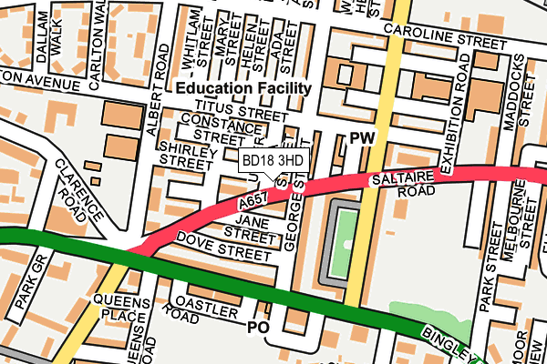 BD18 3HD map - OS OpenMap – Local (Ordnance Survey)