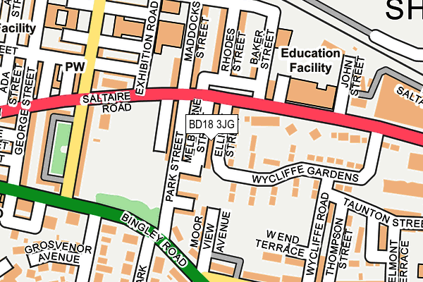 BD18 3JG map - OS OpenMap – Local (Ordnance Survey)