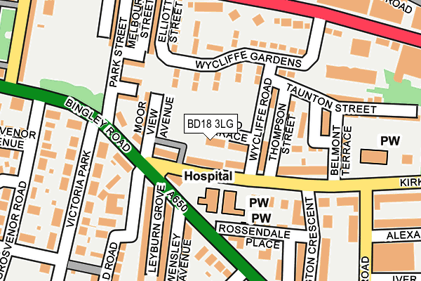 BD18 3LG map - OS OpenMap – Local (Ordnance Survey)