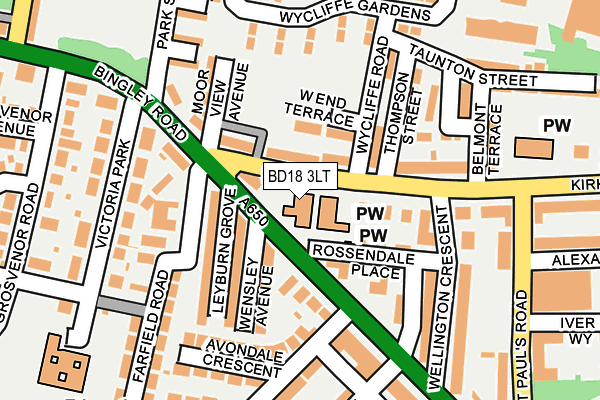 BD18 3LT map - OS OpenMap – Local (Ordnance Survey)